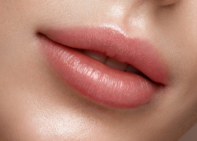 Natural lips close up